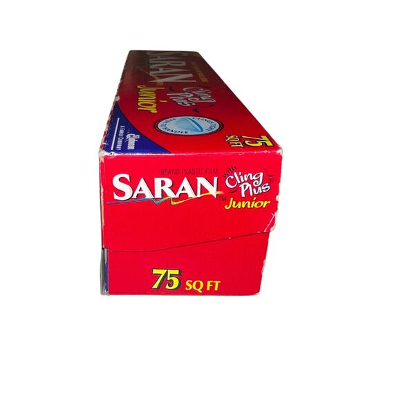 SARAN wrap with cling PLUS JUNIOR 8" WIDE/75 SQ FT ROLL - 1999 -Vintage NEW - Picture 4 of 5